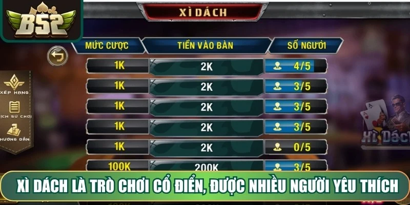 Xì dách là trò chơi cổ điển, được nhiều người yêu thích nhờ tính chiến thuật